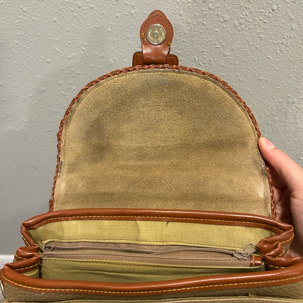 Vintage Dooney & Bourke All Weather Leather Backpack Bag Beige Brown - Picture 8 of 15